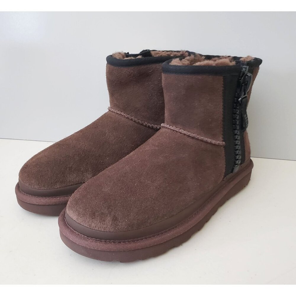 UGG Classic Mini Zipper Tape Logo Boots Size 6 37 - Picture 1 of 6